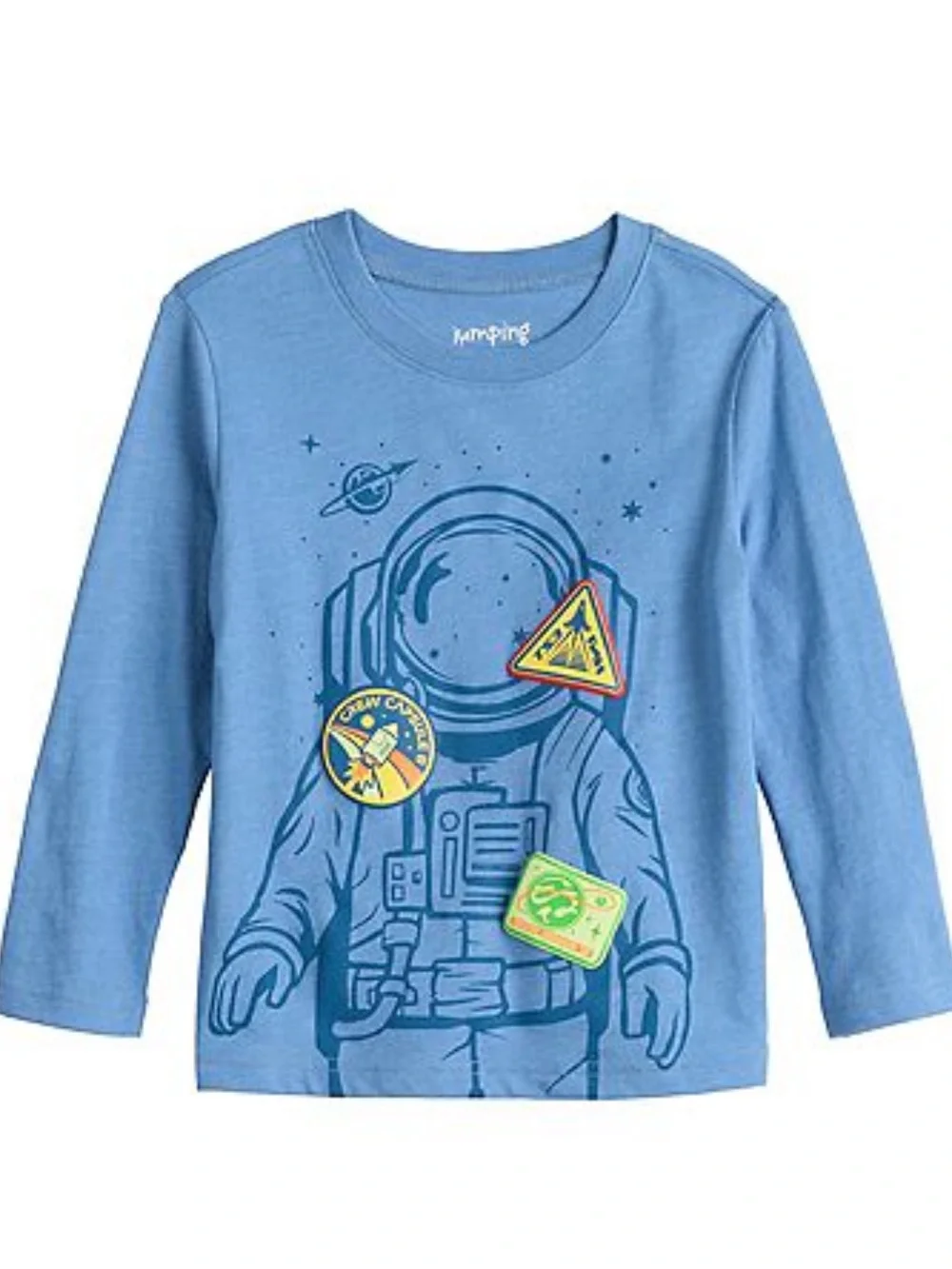 jumping beans Light Blue Long Sleeve Astronaut Patch Graphic Tee size 2T